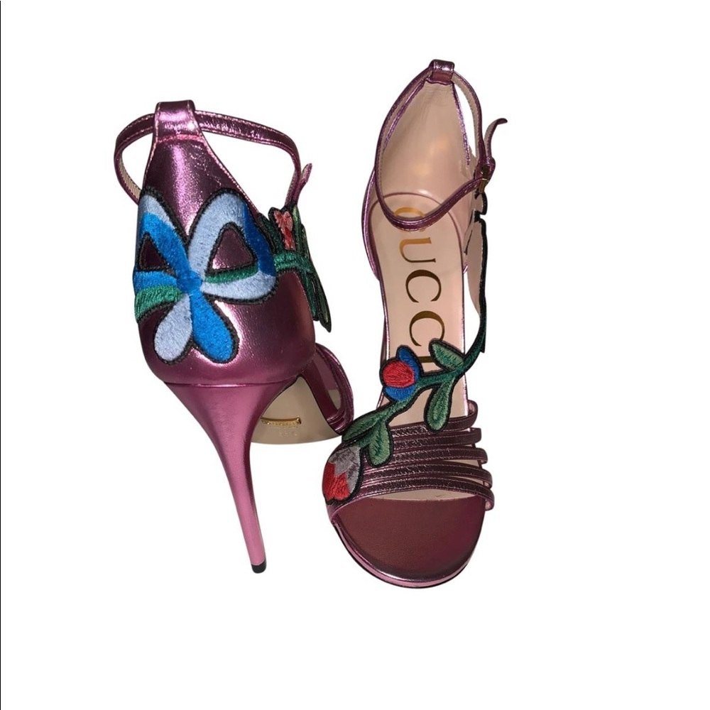 SOLD!!✨Gucci Pink Ophelia Embroidered Sandals - Picture 2 of 8